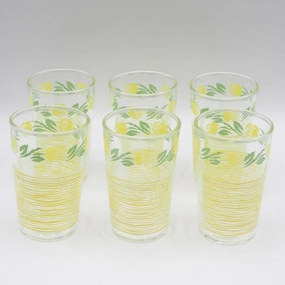 Mengenangebot 6 Mcm Anchor Hocking Gelb Rose & Gewebe Saft Glas Trinkglas - Bild 1 von 4
