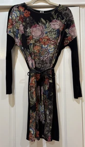 Vintage Tristan Kleid schwarz langarm Faux Nadelspitze Blumen Boho Whimsygoth - Bild 1 von 7