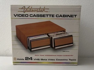 VTG Videostak Video Cassette Box Holds 24 VHS/Beta Tapes 2 Drawer Storage w/Box - Picture 1 of 16