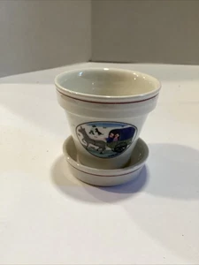 Villeroy & Boch Flower Pot & Tray Horse and Buggy 3” 2 Pieces - Picture 1 of 5