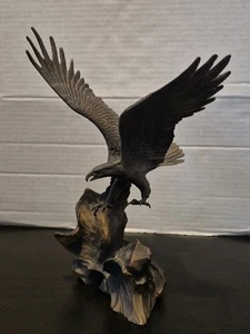 Franklin Mint Wings of Glory Solid Bronze Eagle Sculpture Ronald Van Ruyckevelt - Picture 1 of 9