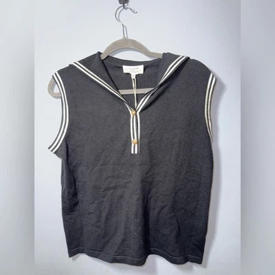 Top La Vila Milano Blanco y Negro Estilo Náutico Botón Dorado Talla Mediana Nuevo con Etiquetas Foto 1 de 4