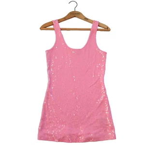 Express Y2K Going Out Top Size S New Pink Sequins 2000s Tank Fairy Whimsical - Picture 1 of 8