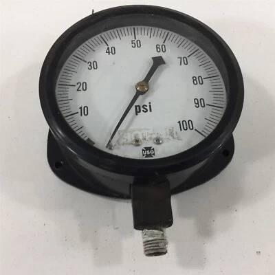 Ametek USG Pressure Gauge 0-100PSI 1/2" Bottom Mount 4" Face Flange Mount - Image 1 of 4