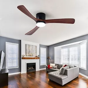 52" Modern Wood Ceiling Fan with LED Light | Remote Control | Easy Install - Picture 1 of 5