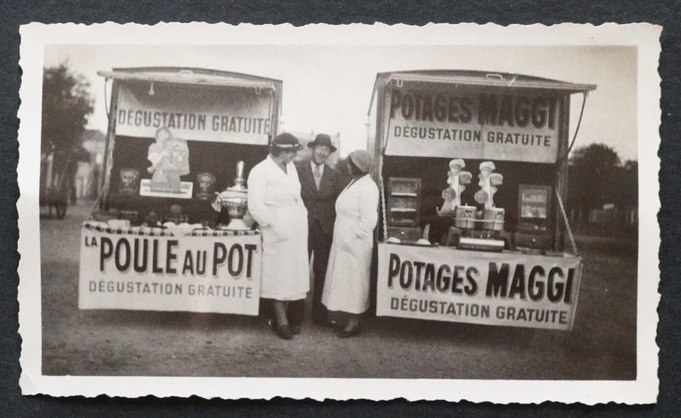 1930 Photo dégustations Poule au Pot Maggi Bouillon KUB camion plaque émaillée 5 - Photo 1/1