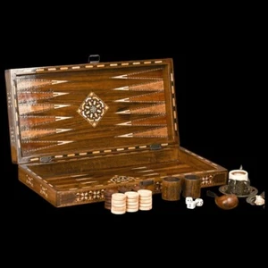 Backgammon Set Personalized Handmade Wooden Game Board 20" / 100% Handmade - Picture 1 of 7