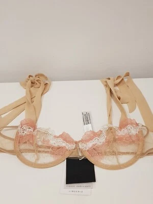 Zara Nude Floral Lace Bralet, Size M UK 10 34B New Sheer Intricate Embroidered - Image 1 of 4