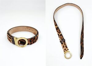DG Dolce & Gabbana Vintage Y2K Leopard Print Ponyhair Effect Leather Belt 80 cm