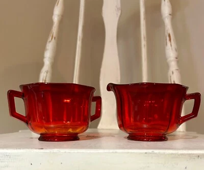 Creme Sugar Bowl vintage/antigo vermelho undertone laranja - Imagem 1 de 4