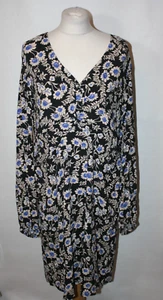 BNWT SIZE 18 NEXT BLACK & BLUE PRINT LONG SLEEVE DRESS 7214 - Picture 1 of 4