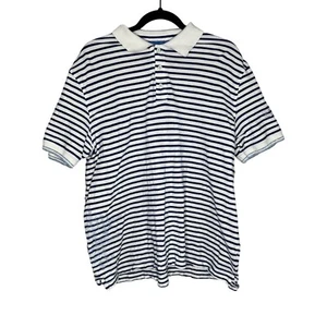 Polo Robert Graham Azul Blanco Rayas Bordado Talla Grande - Imagen 1 de 10