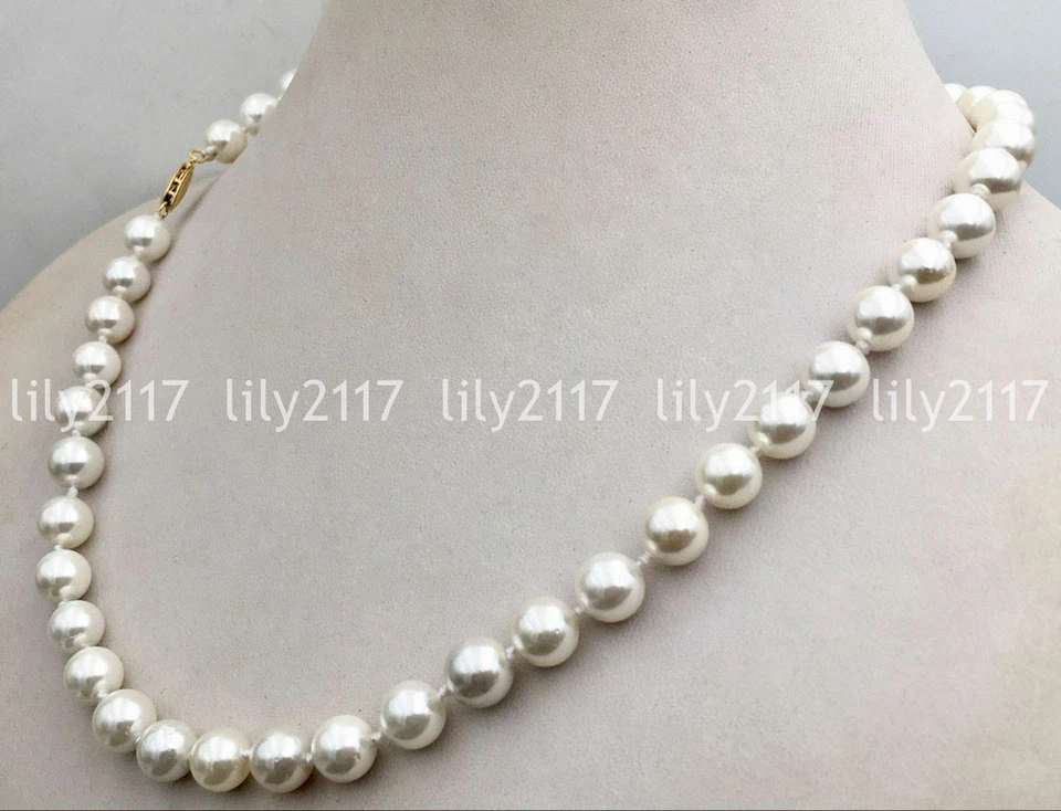 Bonitos collares de cuentas redondas de perlas blancas del Mar del Sur de 6/8/10/12 mm 18" Foto 1 de 1