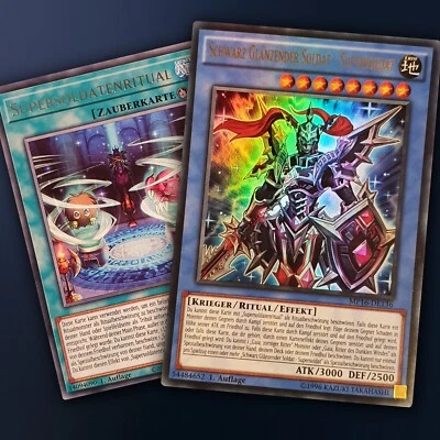 Schwarz Glänzender Soldat Supersoldat Set NEU + Ritual Ultra Rare Yugioh Deutsch - Bild 1 von 3
