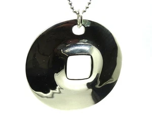 ROBERT LEE MORRIS Studio MODERN Square Round Circle DISC 925 Silver Pendant RLM - Picture 1 of 8