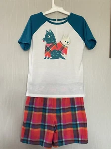 Cat & Jack Set Sleep Set 2 Small 6/7 Short Sleeve Plaid Shorts Dogs - Picture 1 of 6
