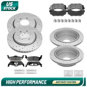 Front +Rear Drilled Rotors +Ceramic Brake Pads for Ford F-150 2010 2011 6 Lug - Picture 1 of 6