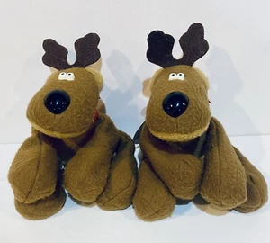 2 Rodney Reindeer Floppy Plush With Red Scarf Hallmark Expressions With Tags - Picture 1 of 13