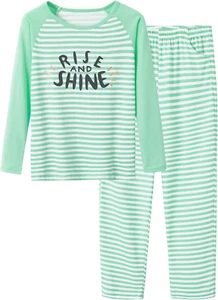 Pajamas for Girls Size 6-16 Pants & Long Sleeve Jammies Glitter Heart & Stripe T - Picture 1 of 12