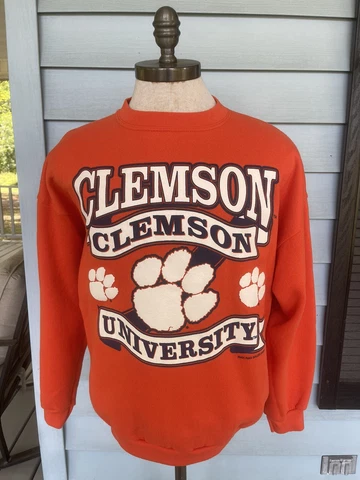 Vintage 90’s Tultex Clemson University Tigers Graphic Sweatshirt Size XL Orange Cover