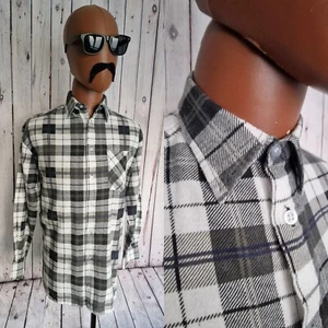 Identic Vintage Flannel Shirt -Small- Black/White Plaid Cotton 1990s Grunge CP47 - Picture 1 of 13