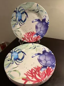 MELAMINE SOUTHERN HOMES SET OF SIX PLATES OCEAN CREATURES - Picture 1 of 5