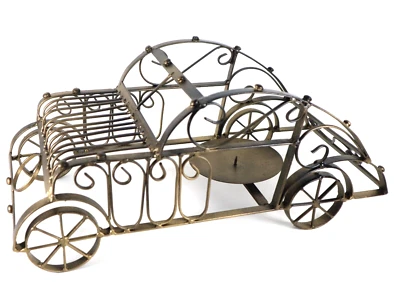 Candelabro de coche en forma de escarabajo 6" de alto X 16" de largo arte de metal color oro oscuro Foto 1 de 4