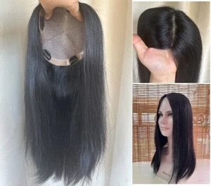 Virgin Human Hair Topper Toupee for Women,6.3"x6.3"Double Drawn Silk Top,12"~16" - Picture 1 of 17