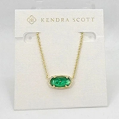 Nuevo Collar de Oro Kendra Scott Elisa en Piedra Ojo de Gato Verde Foto 1 de 4