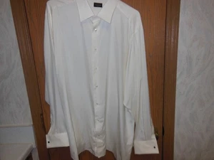 LN ERMENEGILDO SU MISURA BIG GUYS ZEGNA IVORY SILK FC SHIRT 19 x36 - Picture 1 of 5