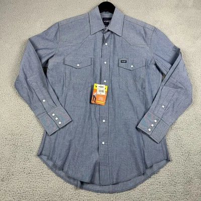 Wrangler Shirt Mens Medium Pearl Snap Chambray Western Cowboy Work Rodeo Ranch - Image 1 of 4