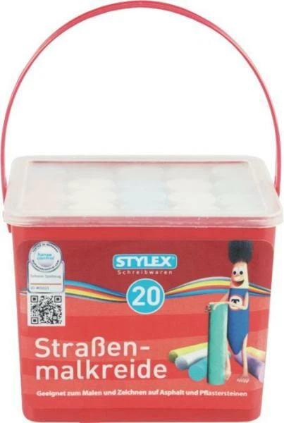 Straßenmalkreide 20 Stück eckig im Eimer Malkreide Jumbo farbig - Bild 1 von 1