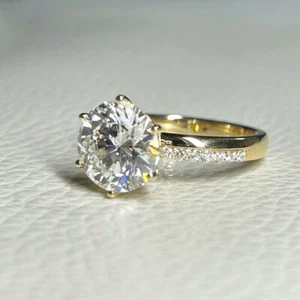14k Yellow Gold Lab Grown Diamond Ring VVS1 D Color Diamonds Wedding Rings Gift - Picture 1 of 5