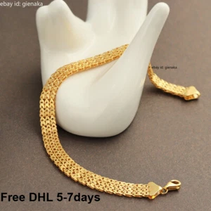 Pure 18K Yellow Gold AU750 Three Layer Bracelet Men Women 7.5inch 5.65-5.85g - Picture 1 of 10