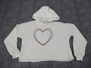 Lauren Moshi Rainbow Heart Hoodie Womens Extra Small Pullover Ivory - Picture 1 of 8