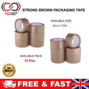 12x CINTA DE EMBALAJE DE PAQUETES MARRÓN FUERTE 48MM X 150M BIGTAPE - Imagen 1 de 12