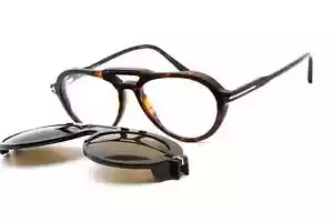 Tom Ford TF5760-B 052 Occhiali in plastica da aviatore tartaruga 55-17-145 con clip-on - Foto 1 di 5