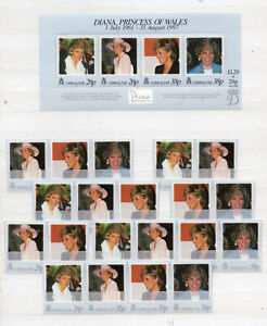 (3) 1 Bock Lady Diana + Paare + Zusammendrucke   usw., Lückenfüller, 