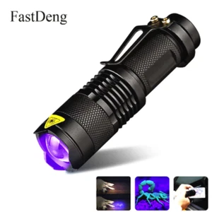 LED UV Flashlight Ultraviolet Torch With Zoom Function Mini UV Black Light Q5 UV - Foto 1 di 1