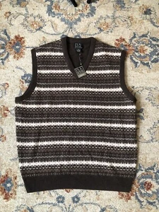 NEW Jos A Bank Executive Collection Lambswool Brown Fair Isle Sweater Vest XL - Picture 1 of 8