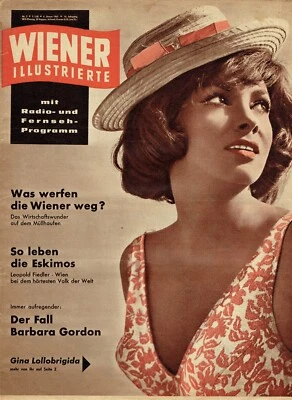 GINA LOLLOBRIGIDA Cover Magazine 1962 Vintage Weekly Issue Wiener Illustrierte ! - Image 1 of 2
