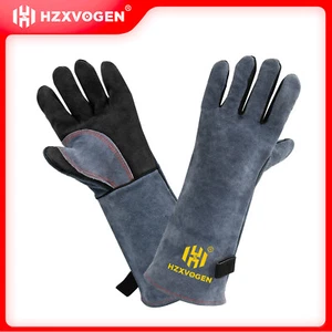 Welding Gloves Cowhide Leather Leather for BBQ Fireplace Tig Mig Fireproof Gloves - Picture 1 of 14