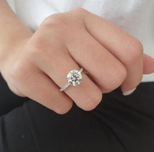2.40Ct IGI E-VS1 Round Lab Grown Diamond Pave Set Engagement Ring 14K White Gold - Picture 1 of 4