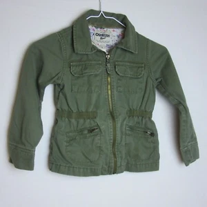Oshkosh B'gosh Army Green Aviator Bomber Cotton Jacket Girls 6 - Picture 1 of 7