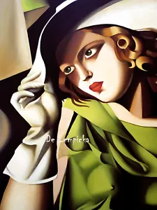 Girl in Green Art De Lempicka Art Picture Canvas Collection A5LT18 - Picture 1 of 2