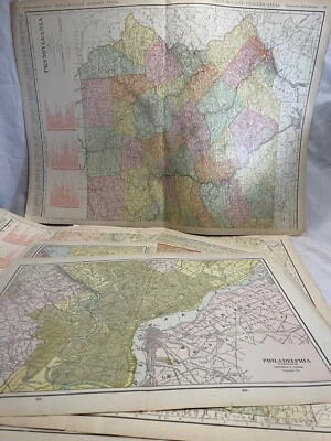 Antique all Original!  Lot of (5) Pennsylvania State Maps 1900-1920s - 6076 - Image 1 of 4