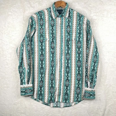Wrangler Western Pearl Snap Shirt Mens Medium Aztec Southwestern Cowboy - Image 1 of 4