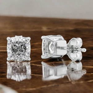 Diamond Earring Lab Grown Cushion Cut  2.00 Ct IGI  Certified 14k White Gold - Picture 1 of 11