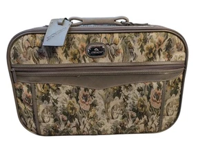 Vintage grau klein Blumen Gobelin Koffer Gepäck Handgepäck Größe Jordache 20" - Bild 1 von 7
