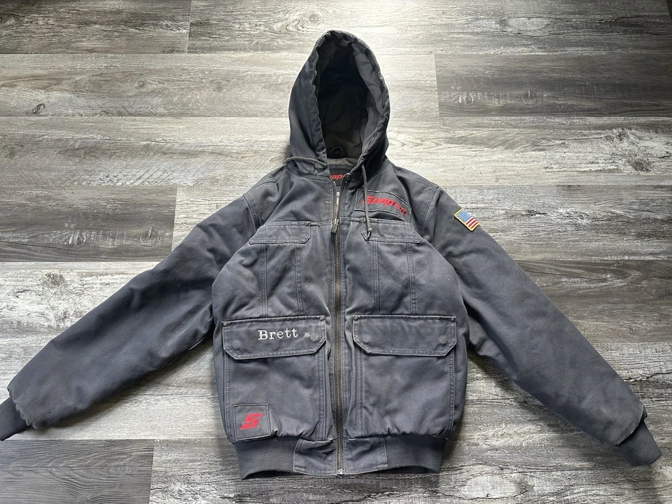 Chaqueta CVC aislante a presión para hombre talla S gris con capucha lona pesada Foto 1 de 4